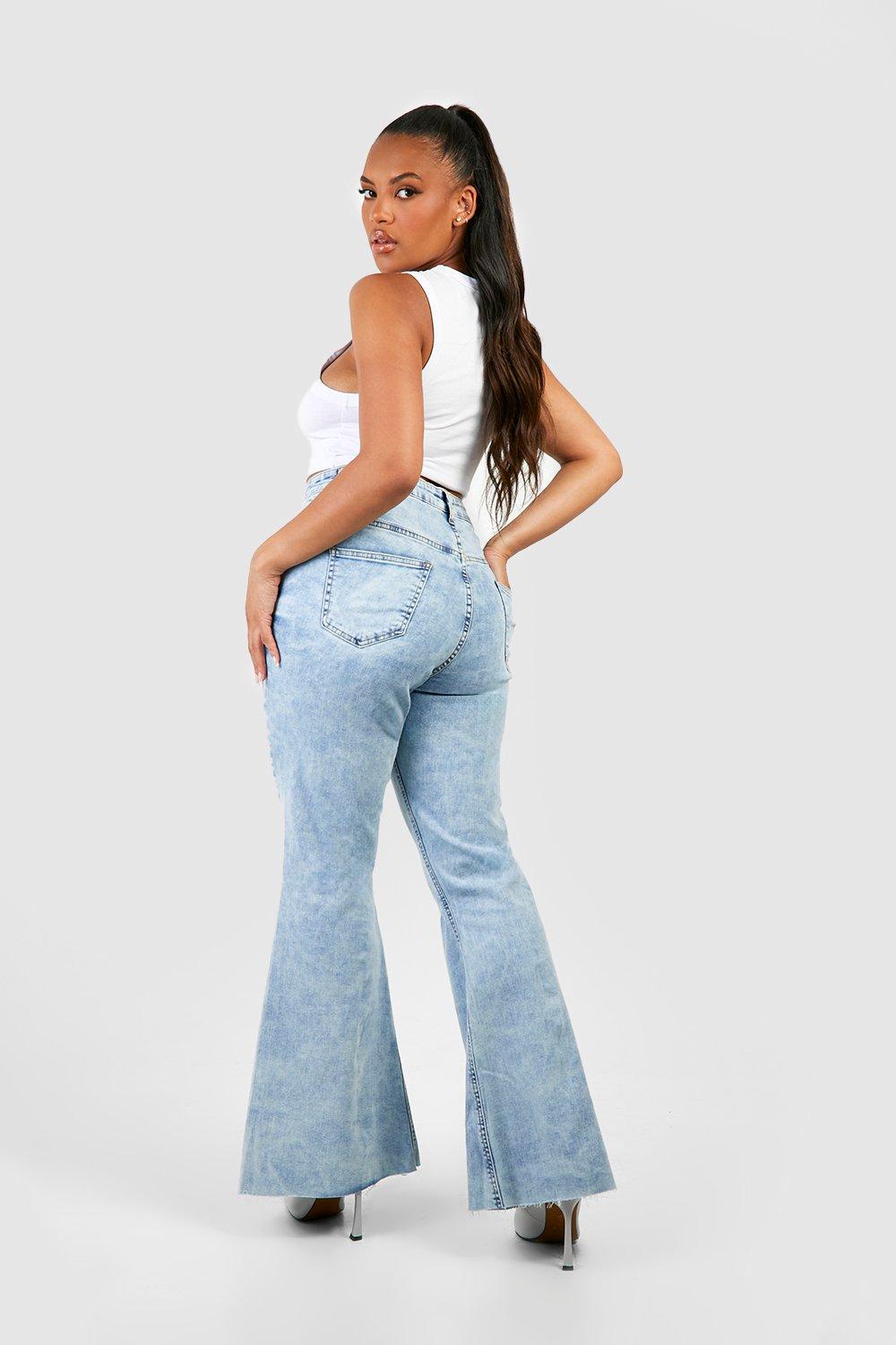 Raw hem hot sale blue jeans